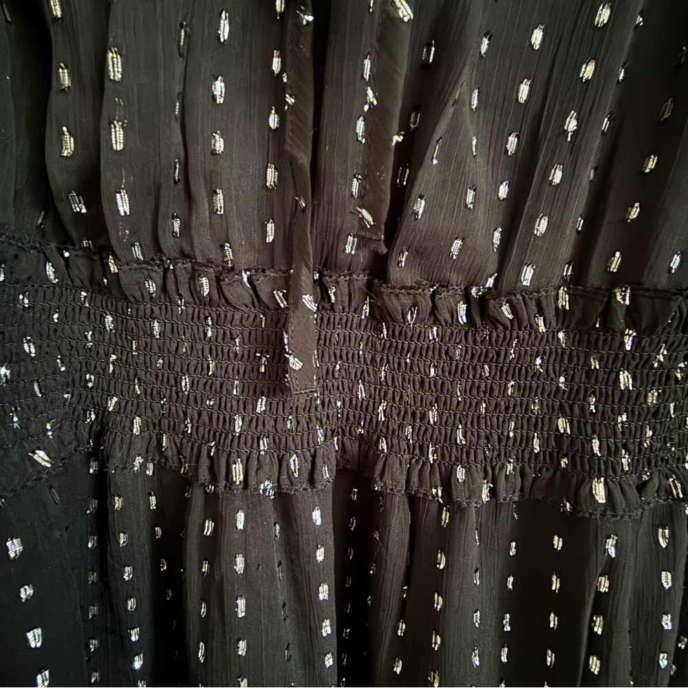 Old Navy Women's Plus 2X Black and Silver Waist Defining Shine Mini Party Dress - Picture 5 of 11